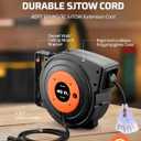 DEWENWILS Retractable Extension Cord Reel, 40 FT Heavy Duty Power Cord, 12AWG/3C SJTOW, 3 Grounded Outlets Lighted Triple Tap, 15 Amp Circuit Breaker, UL Listed