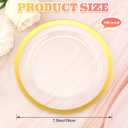 Tanlade 100 Pcs Clear Gold Plastic Plates Bulk 7.5 Inch Disposable Heavy Duty Dinner Plates with Rim Round Salad Dessert Appetizer Dinnerware for Wedding Birthday Party Supplies