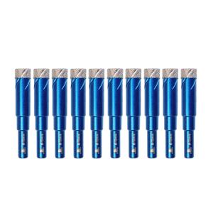 Dry Diamond Drill Bit Set,BRSCHNITT 10pcs/Pack 1/2 Inch (12mm) Diamond Hole Saw Core Drill Bit with Round Shank for Porcelain Tile Ceramic Stone Granite Marble,Hex Shank Dry Drilling