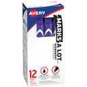 Avery Marks A Lot Permanent Markers, Large Desk-Style Size, Chisel Tip, Water and Wear Resistant, 12 Purple Markers (08884)