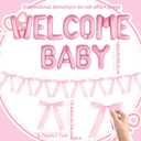 Pink Bow Welcome Baby Party Decorations Banner Photo Props Bow Theme Baby Party Hanging Banner