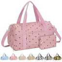 Vankor Corduroy Gym Bag for Women Teen Girls Kids Cute, Small Womens Girl Gym Duffle bag with Shoe Compartment Portable for Sport Dance Workout Travel Pink Corduroy Strawberry