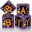 4 Pcs Halloween Baby Shower Boxes Decorations A Baby is Brewing Baby Shower Decorations 12 inch Balloon Boxes for Baby Happy Boo Day Birthday Party Supplies Photography Prop