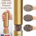 Electric Salt or Pepper Grinder - Battery Operated Ceramic Burr Peppermill Shaker - Automatic Copper Steel Grinders - Mill With LED Light by Epar