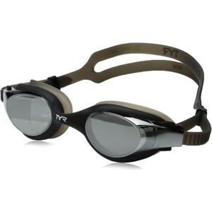 TYR Adult Vesi Mirrored and Non-Mirrored Swimming Goggles with Wide Peripheral Range, Anti Fog, No Leak, and Quick Adjust (Black)