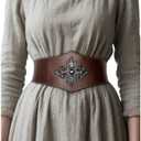 Viking Leather Corset Belt Women - Renaissance Waist Corset for Halloween Fantasy Ren Faire Daily Wear (White, S)