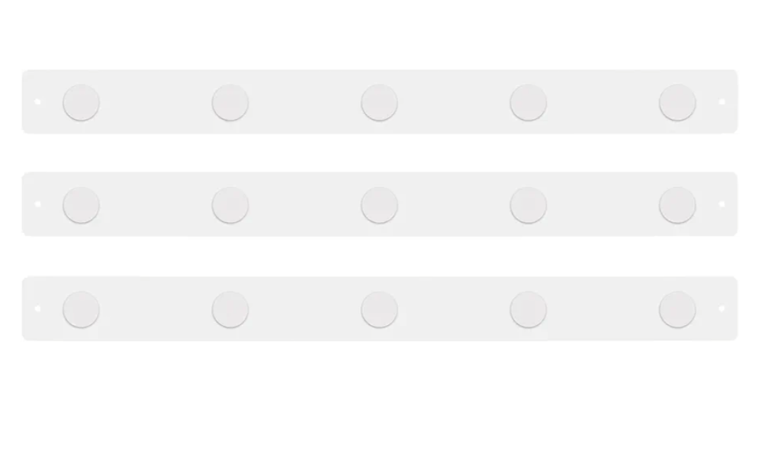 Three by Three Seattle 28 x 2.5 Inch Metal Strip Frameless Magnetic Bulletin Board (3 Pack) with 15 Large Magnets for Memos, Photos, Lists, and More in Office, Home, or School Décor (White)