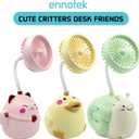 6 x Cute Pink Cat Desk Fan with Pen Holder Cat Fan for Women, Animal Fan, Funny Office Accessories, Cat Lover Gift, Small USB Fan, Aesthetic Decor