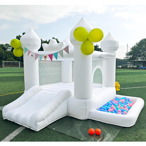 9FT White Bounce House Inflatable Toddler Bouncy House for 3-6 Age Kids, Inflatable Castle for Indoor and Outdoor Suitable for Family Gatherings Holiday Decorations Photography (Includes Blower)