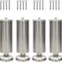 YXQ 6 Inch Furniture Legs Stainless Steel Adjustable,Set of 4 Sofa Table Cabinet Wardrobe Worktop Shelves Feet Replacement