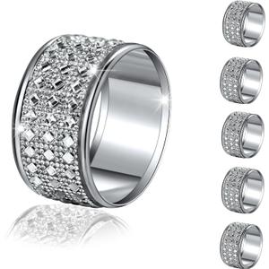 Silver Napkin Rings Diamond Napkin Ring for Table Decor, Thanksgiving, Christmas Napkin Rings Buckles, Anniversary, Birthday, Holiday, Party of Table Setting, Wedding Table Decoration