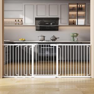 Extra Wide Baby Gate with Door 70-85.7 Inch Pressure Mounted, Auto Close Child Baby Gates for Doorways No Drill, Walk Through Dog Gate Indoor for The House, White
