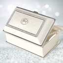 LASODY Rectangular Pearl Metal Jewelry Box Jewelry Organizer Box Jewelry Chest,Trinket Boxes For Women,Mother Day Anniversary Wedding Gifts