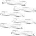 IEEK 6 PCS Acrylic Invisible Floating Bookshelf for Kids Room,15 inch Modern Picture Ledge Display Toy Storage Wall Shelf Vinyl Record Shelf U Shelves Storage Rack (Clear and Smooth)