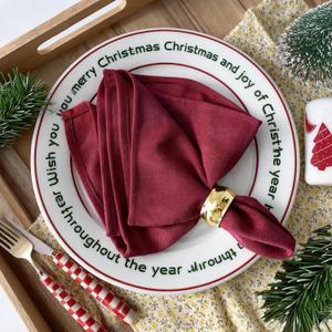 Linen Cloth Napkins Set os 6, Soft Durable Washable Red Napkins 18x18 Inch, Elegant Dinner Napkins Ideal for Christmas Parties Wedding Banquet Hotel