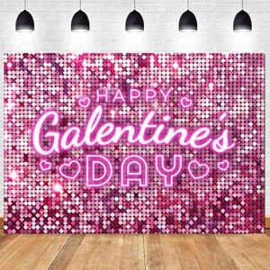 Wollmix Happy Galentines Day Decorations Banner 10x7ft for Party Backdrops - Pink Love Heart Decor Favors Gifts for Friends, Women, Her - Supplies, Photo Booth Props, Sign