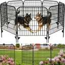 AMAGABELI 6 Panels 32 in(H) X 15 ft(L) Decorative Garden Fence Gate,No Dig Dog Fence Outdoor for Yard,Rustproof Tall Garden Fencing Animal Barrier Metal Wire Panel Border for Flower Bed,Patio