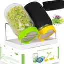 Kitmiido Seed Sprouting Kit, 2 Large Wide Mouth Mason Jars with Sprout Lids, Blackout Sleeves, Drain Tray, Stainless Steel Stand, Sprouts Growing Kit for Bean, Broccoli, Alfalfa (Yellow+Green)
