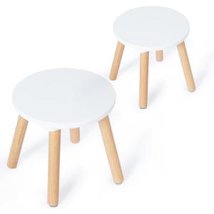 Frogprin 2 Pack Wooden Kids Stool - Perfect for Sensory Table, Toddler Step Multi-Purpose Sitting, Children's Small 10.23in Round Stable Natural Anti-Slip