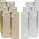 PAPER FAIR 12PCS Metallic Gold Sliver Glitter Champagne Wine Gift Bags Bulk with Gift Tags, Embossed Ribbon Handle Bottle Paper Tote, for Holidays Christmas New Year Gift Packing Decor, Wedding