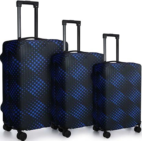 Sweetude 3 Pcs Luggage Cover Set - Travel Suitcase Cover Baggage Protector - Washable, Anti Scratch - Fits 18-28 Inch Luggage, 3 Sizes (Rhombus Style)