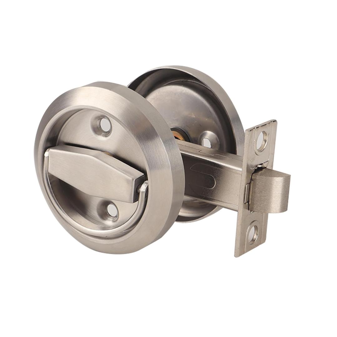 Dixiao Stainless Steel 304 Round Recessed Cup Door Lock no Lock, Doorknobs, Hidden Door Locker, Passage Lock No Keys, Privacy Pocket DoorKnobs, for Low Profile Clearance, Pack of 2