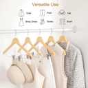 TOPIA HANGER Wooden Suit Hangers with Adjustable Metal Clips (20 Pack), Solid Smooth Wood Clothes Hangers, 360 Swivel Hook, Premium Pants Hangers for Clothes Coat, Jeans, Blouse-Natural, CT28N20