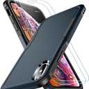 SPIDERCASE for iPhone Xs Max Case, [10 FT Military Grade Drop Protection] [2 pcs Tempered Glass Screen Protector] Shockproof Airbag Cushion Protective Case for iPhone Xs Max 6.5 (Dark Blue)
