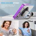 Ring Holder Series Case Designed for iPhone 13 6.1 Inch, Clear Cute Slim Colorful Bumper Protector Phone Stand Cover Support Magnetic Car Phone Mount (Purple Blue)