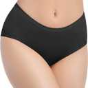 REELINDRY Womens Incontinence Underwear Washable, 2 oz Absorbent Leakproof Mid Rise Panties for Postpartum Urinary Leakage 1 Pack (Black, 2XL)