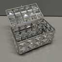 ELLDOO Crystal Jewelry Box Rectangle Trinket Organizer with Lid Earrings Rings Vintage Treasure Keepsake Box for Valentine Wedding Dresser Bedroom Decoration, Silver