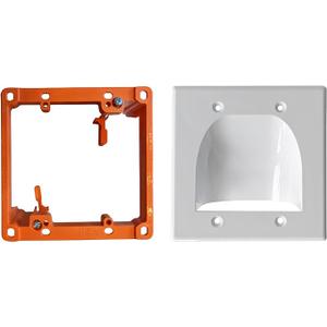 BestMounts - 1 Pack In Wall Cable Management Kit - Recessed Wall Plate Cable Pass Through Pair with Single Gang Low Voltage Mounting Bracket - TV Cord Hider for Wall Mounted TV ETL Listed