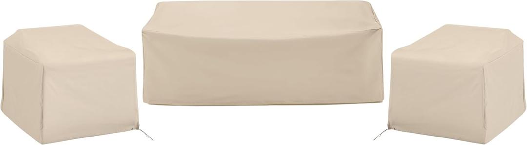 Crosley Furniture Patio Furniture Covers, Waterproof 3-Piece Cover Set for Outdoor Chairs and Sofa, Tan