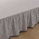 Bed Skirt King Size Ruffled Bed Skirt with Split Corners, 18 Inch Drop Dust Ruffle Bed Skirts with Platform, Boho Tufted Shabby Chic Full Size Bed Skirts, Light Grey