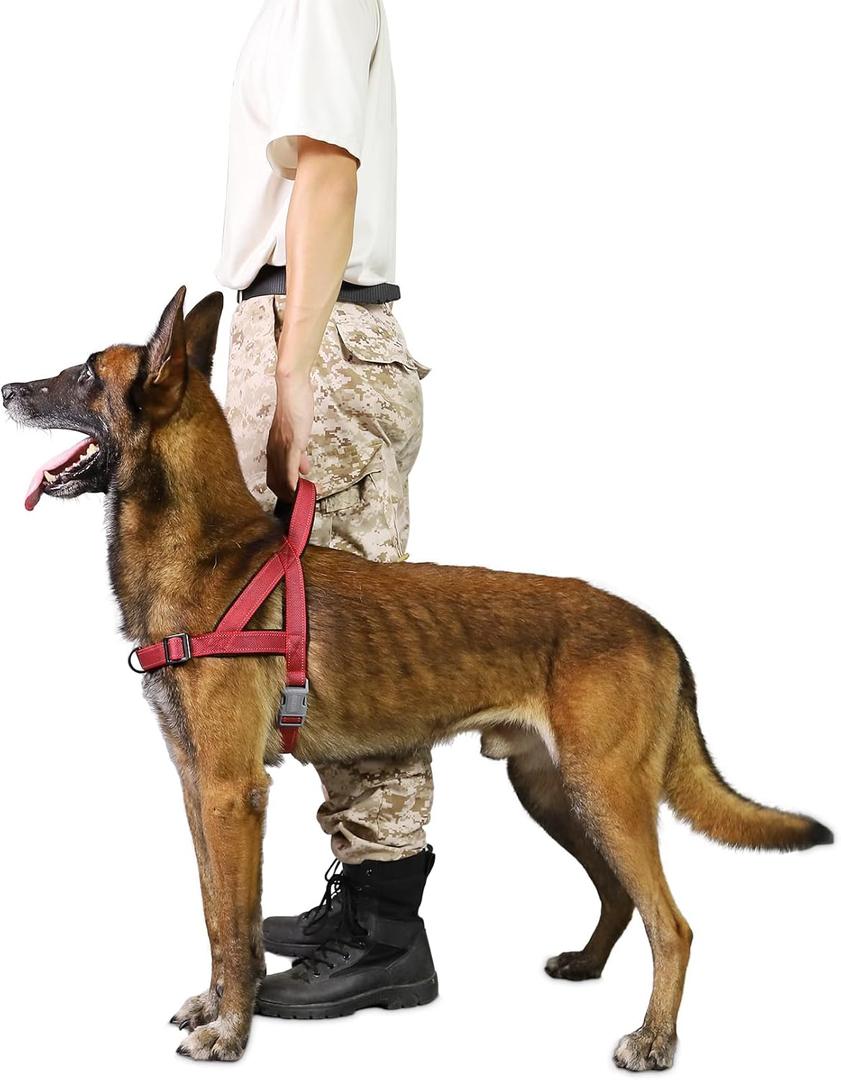 No Pull Dog Harness, Reflective Puppy Harness with Soft Padded Handle, Escape Proof/Quick Fit Adjustable Pet Harness for Small Medium Large Dogs, Easy for Training Walking (Red, XL)