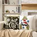 3D Winter Snowflake Pillow Covers 18 x 18 Inch Embroidered Snowman Pillow Covers Snowflake Snowman Jacquard Cushion Case Winter Party Decors for Sofa Couch Bedroom Gift