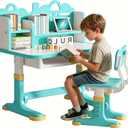 Kids Study Desk and Chair Set 3-12 - Height Adjustable Children Study Table