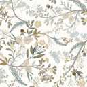 Guvana 16.14"x394" Floral Peel and Stick Wallpaper Leaves Contact Paper Floral and Leaf Wallpaper Colorful Flowers Self Adhesive Wall Paper for Home Wall DecorOff-White Background