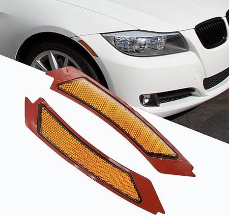 KYYET Compatible with BMW E90 E91 LCI 2009 2010 2011 4 Door Sedan Side Marker Lamps Bumper Reflector(Amber Lens)