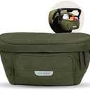 Colugo On-The-Go Stroller Organizer Insert with Zipper, Stroller Caddy with Cup Holder, Stroller Accessories for Parents specially designed to fit to your stroller with Non Slip Straps (Olive)