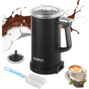 Milk Frother, 4 in 1 Milk Electric Milk Steamer, 500W 11.8oz/350ml Automatic Warm and Cold Foam Maker for Coffee,Latte, Cappuccino, Macchiato, Hot Chocolate, Silent Operation, Black