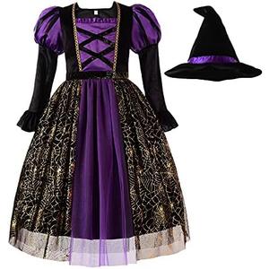 ReliBeauty Girls Halloween Spider Witch Dress 3T/100