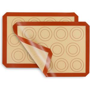 P&P CHEF 15 Inch Silicone Baking Mats, 2 Pcs Reusable Silicone Oven Mat, Non Stick Baking Supplies for Macaroon Pastry Bread Dough Cookie, Fits Well with Sheet Pan, Healthy & Easy Clean