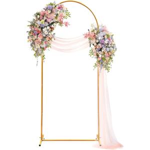 Metal Arch Backdrop Stand 6.6FT, Gold Wedding Arch Stand Frame, Square Balloon Arch Stand for Wedding Ceremony, Party, Baby Shower Decoration, Graduation Ceremony, Door Frame Back Drop Stand