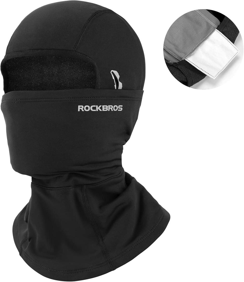 ROCKBROS Balaclava Ski Mask for Men Cold Weather Scarf Windproof Thermal Winter Neck Warmer Hood for Cycling Hiking (One Size, Black 2)
