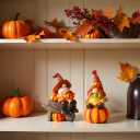BUTILIVEEN Thanksgiving Gnomes with Pumpkin Figurines, Fall Gnomes Decorations for Tabletop, Mantle and Shelf, Autumn Garden Statue Decor, Hand-Painted, Resin, 7.5Inch