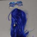 Wig and Sunglasses 12 Inch Short Bob Wigs with Bangs for Women Costume Cosplay Party (Blue)