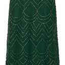 Adrianna Papell Womens Short Sleeve Blouson Beaded Gown (Green, S)