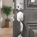 zafano Door Lock with 2 Lever Handles - Keyless Entry Door Lock, Electronic Keypad Deadbolt, Digital Smart Code & Front Handle Sets, Auto-Locking, Easy Installation (Satin Nickel)