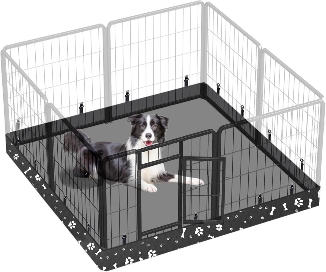 Dog Playpen Square Bottom Pad Fits for 48 Inch 8 Panels Metal Exercise Pet Playpen, Dog Crate Pad Puppy Playpen Pad, Elastic Buckles Connections.(Note: Playpen Not Included) -Black